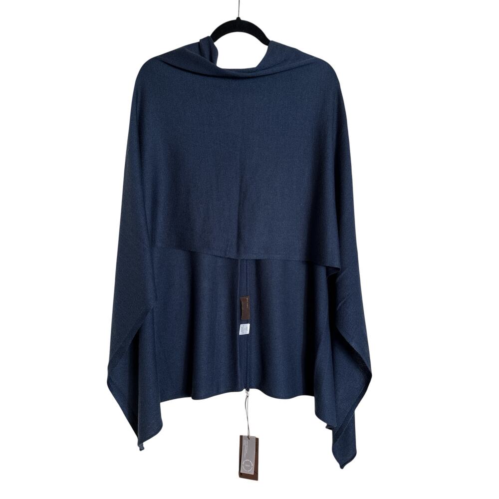 John + Jenn Kerisma Blue Jean Knit Poncho Cape One Size Nwt Lightweight Wrap — image 6 of 8